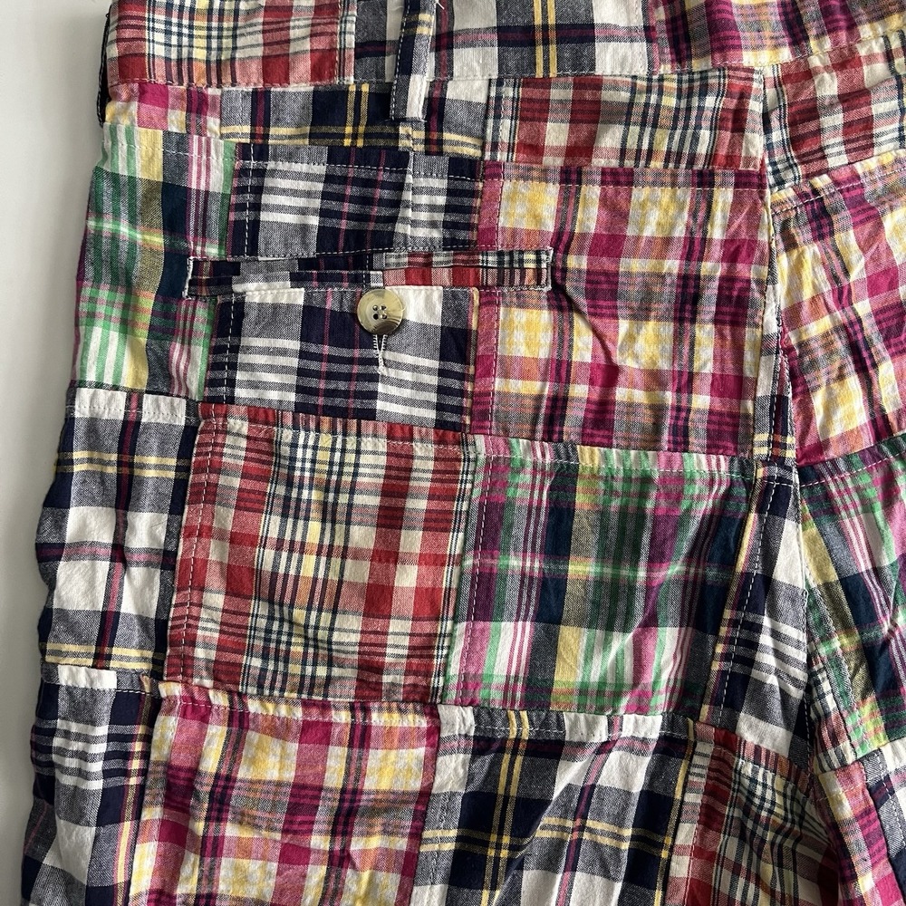 The Vermont Country Store Men's 38 Shorts Plaid Patchwork Madras Cotton Preppy - Picture 5 of 12